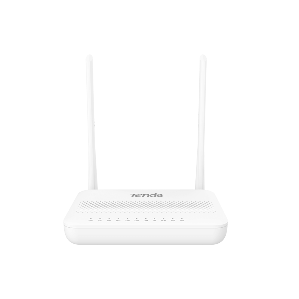 TENDA HG6 1 1 <h5>Main Features</h5> •  Ideal solution for FTTH solution •  2.4G Wi-Fi, 300Mbps wireless speed •  2* 6 dBi high gain antennas •  4 * LAN ports(1* GE , 3*FE) •  VoIP/IPTV supported •  High compatible to OLTs •  OMCI / TR069 remote management •  IPv6 supported