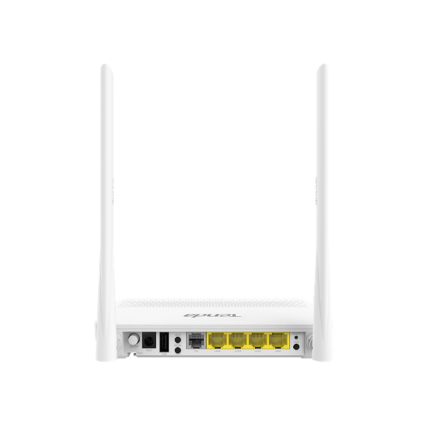 TENDA HG6 <h5>Main Features</h5> •  Ideal solution for FTTH solution •  2.4G Wi-Fi, 300Mbps wireless speed •  2* 6 dBi high gain antennas •  4 * LAN ports(1* GE , 3*FE) •  VoIP/IPTV supported •  High compatible to OLTs •  OMCI / TR069 remote management •  IPv6 supported