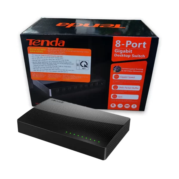 TENDA SG108 1 <h3 class="h3size">Gigabit Speed, Video Transmission in Seconds</h3> <p class="h4size">Gigabit speed: In full duplex mode, the transmission speed can be 2000Mbps, 10x speed offast Ethernet , and data packets are forwarded at full wire speed.</p>