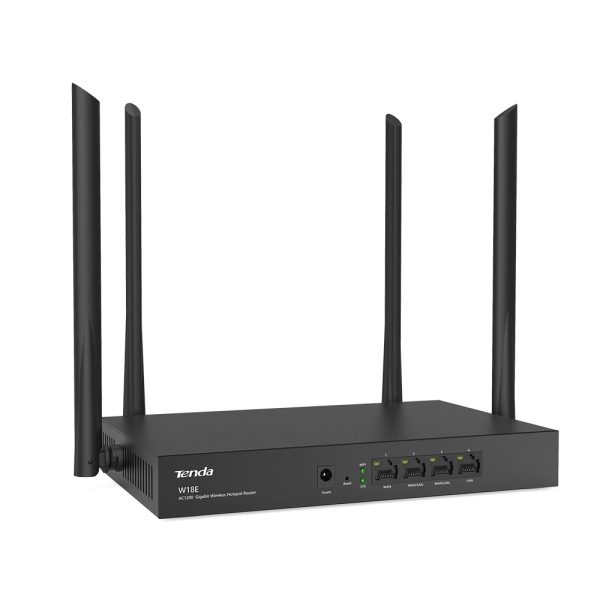 TENDA W30E LOAD BALANCE ROUTER 1 1 <div class="onetwo"> <div class="prc2 col-two-one">RAM</div> <div class="prc2 col-two-two">256MB</div> </div> <div class="onetwo"> <div class="prc2 col-two-one">Flash</div> <div class="prc2 col-two-two">128MB</div> </div> <div class="onetwo"> <div class="prc2 col-two-one">Interfaces</div> <div class="prc2 col-two-two">4*GE(1~3 WAN/ 1~3 LAN)</div> </div> <div class="onetwo"> <div class="prc2 col-two-one">Maximum Power Consumption</div> <div class="prc2 col-two-two">18W</div> </div> <div class="onetwo"> <div class="prc2 col-two-one">Button</div> <div class="prc2 col-two-two">1* Reset button</div> </div> <div class="onetwo"> <div class="prc2 col-two-one">Power</div> <div class="prc2 col-two-two">12V 1.5A</div> </div> <div class="onetwo"> <div class="prc2 col-two-one">Dimension</div> <div class="prc2 col-two-two">220*135*30mm</div> </div>