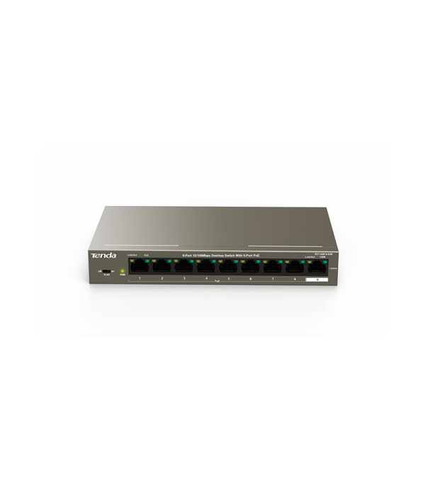 Tenda TEF1109P 8 102W is a Tenda switch <h3>What's Special for TEF1109P-8-102W : Simple Port VLAN Setup</h3> With VLAN Mode on , ports 1 to 8 are isolated from each other, enabling the switch to isolate broadcast storm, improving LAN security and data transmission. With the extension technology,data can be transmitted through 250 meters cable which would be a cost-effective replacement for extenders and optical fibers.