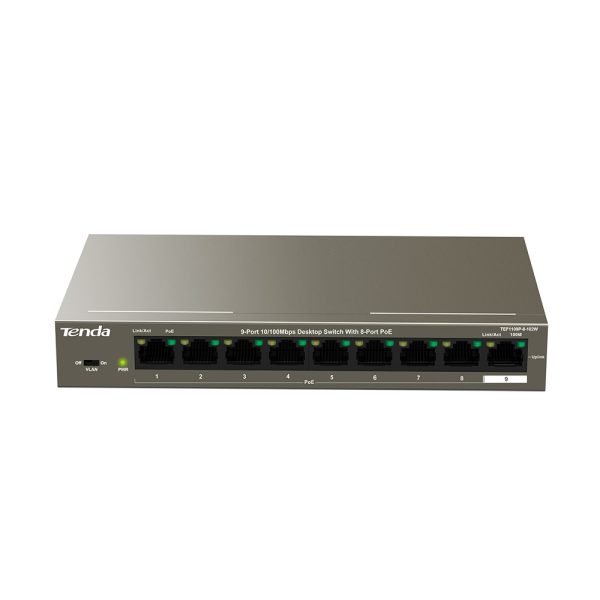 Tenda TEF1109P 8 102W is a Tenda switch 1 1 <h3>What's Special for TEF1109P-8-102W : Simple Port VLAN Setup</h3> With VLAN Mode on , ports 1 to 8 are isolated from each other, enabling the switch to isolate broadcast storm, improving LAN security and data transmission. With the extension technology,data can be transmitted through 250 meters cable which would be a cost-effective replacement for extenders and optical fibers.