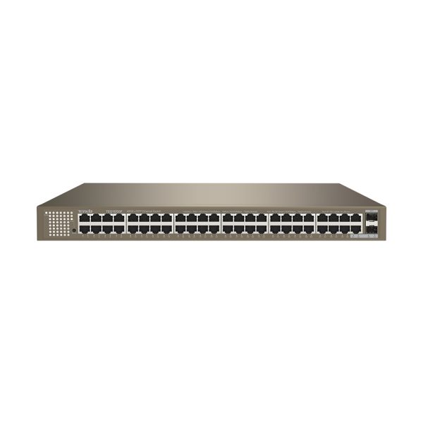 Tenda TEG1050F 1 <h3>No need for cascading with sufficient ports Feature wire-speed forwarding for efficient communication</h3> It provides 48 10/100/1000M auto-negotiation RJ45 ports and 2 1000M independent SFP slots,its full-duplex transmission rate can reach 2000 Mbps.<br class="visible-lg visible-md" />Compared with the traditional connection method of cascading two 24-port Gigabit switches, its high-density ports can easily solve the problems of large space occupation and high failure rate encountered in the project.