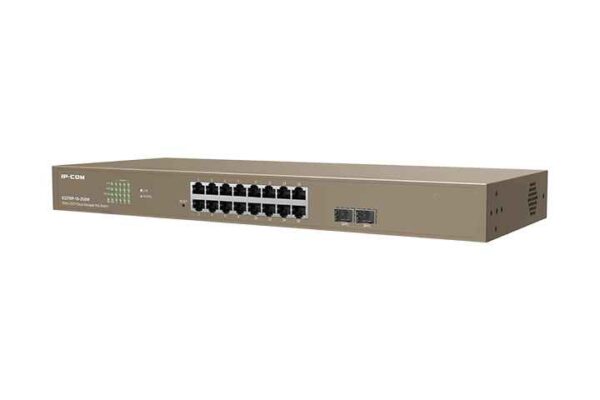 G3318P 16 250W Cloud Managed PoE Switch 1 2 6GE+2SFP Cloud Managed PoE Switch <div class="dot-list"> <ul> <li>Compliance with IEEE 802.3, IEEE 802.3u, IEEE 802.3ab, IEEE 802.3x, IEEE 802.3z, IEEE 802.1p/q/w/d, and IEEE 802.3af/at standards</li> <li>16 x 10/100/1000 Base-T Ethernet ports (Data/Power) 2 x 100/1000 Base-X SFP ports</li> <li>8K MAC address and MAC address automatic learning</li> <li>IEEE 802.3x full-duplex flow control and half-duplex backpressure flow control</li> <li>Non-blocking line-rate forwarding for all ports</li> <li>Maximum output power of a single PoE port: 30W Maximum output power of the whole switch: 230W</li> <li>IEEE 802.1Q VLAN Link aggregation QoS MAC address binding</li> <li>Supports App management and visualized local management</li> </ul> </div>