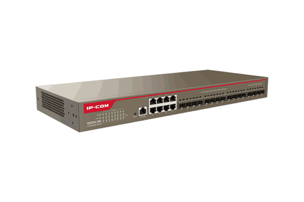 G5324 16F L3 Cloud Managed Switch 1 1 <ul> <li>Comply with multiple standards, including IEEE 802.3, IEEE 802.3u, IEEE 802.3ab, IEEE 802.3ad, IEEE 802.3z, IEEE 802.3x, IEEE 802.1p, IEEE 802.1q, IEEE 802.1w, IEEE 802.1d, and IEEE 802.1s</li> <li>8 x 10/100/1000Base-T Ethernet port, 16 x independent 1000Base-X SFP port, 1 x Console port</li> <li>MAC address table with 16K entries and MAC address auto-learning</li> <li>12Mb large buffer</li> <li>Switching capacity: 48 Gbps</li> <li>Support layer-3 management features, such as IPv4 static routing protocol and DHCP server</li> <li>Support service features, such as VLAN, ACL, QoS, IGMP Snooping, SNMP and Telnet</li> <li>Supports App management and visualized local management</li> </ul>