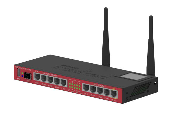 RB2011UiAS 2HnD IN Routers and Wireless The RB2011Ui is a low cost multi port device series. Designed for indoor use, and available in many different cases, with a multitude of options. The RB2011 is powered by RouterOS, a fully featured routing operating system which has been continuously improved for fifteen years. Dynamic routing, hotspot, firewall, MPLS, VPN, advanced quality of service, load balancing and bonding, real-time configuration and monitoring - just a few of the vast number of features supported by RouterOS.